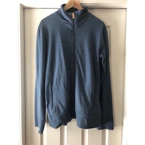 Eider Zip Up Sweater with Leather Zip Detail